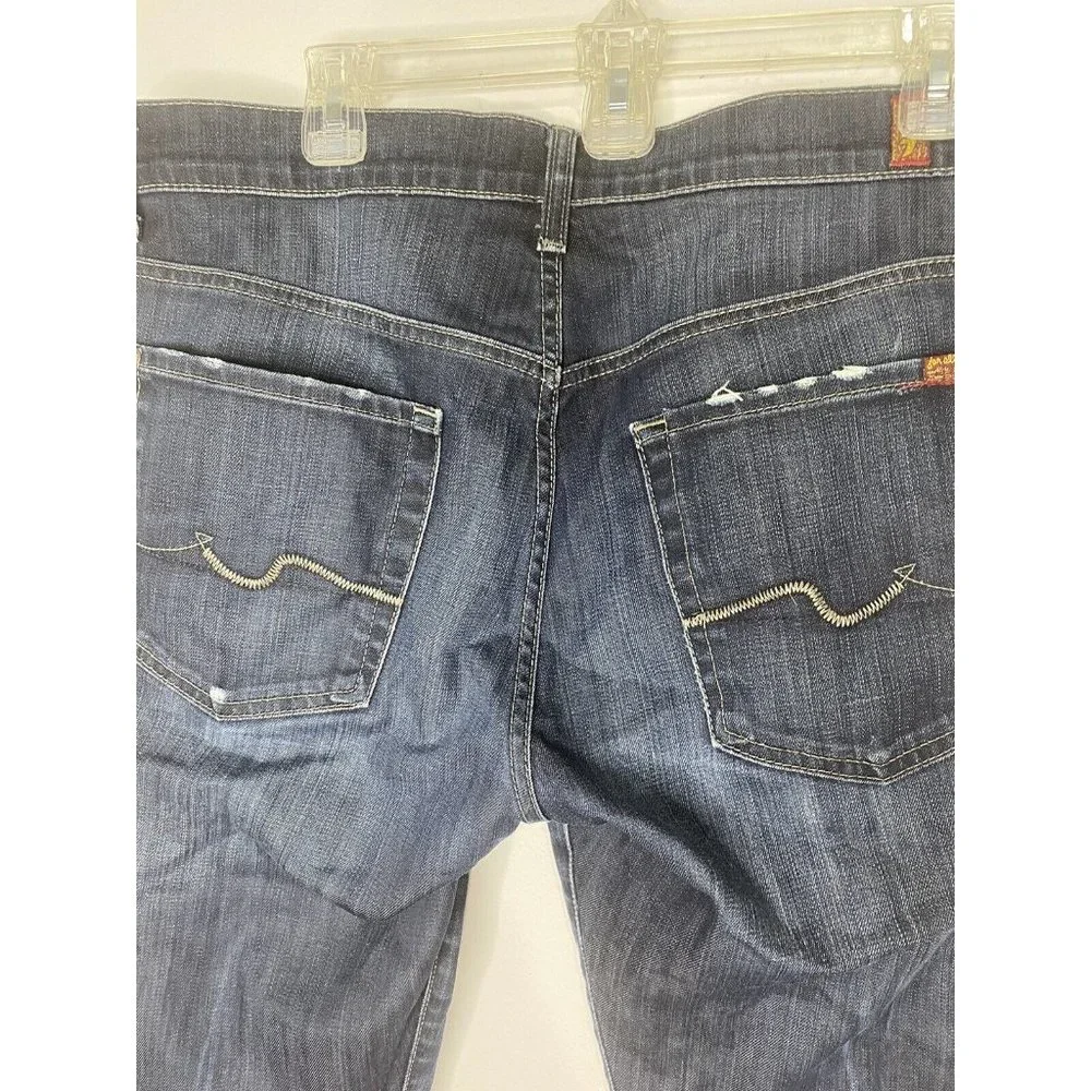 7 For All Mankind Mens Standard Straight Leg Button Fly Jeans Size 32 x 28 Dark - Picture 6 of 9